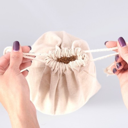 Cotton bag, 20 × 25 cm, 2 kg, with ties, beige-6