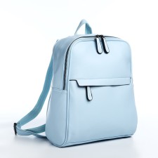 Women's backpack made of artificial leather with lightning, 2 pockets, blue color