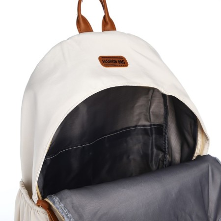 Young backpack from textiles with a zipper, 4 pockets, milk color-5