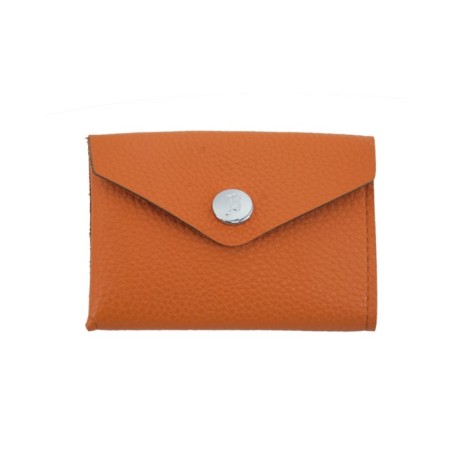 Cartholder, genuine leather, orange 10x8.5x1.5 cm