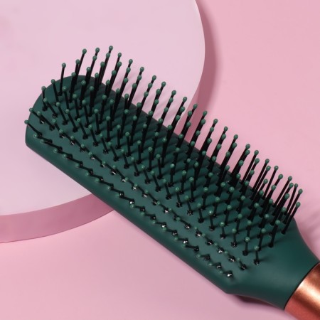Comb massage, rubberized pen, 5 × 24 cm, green/golden color-2