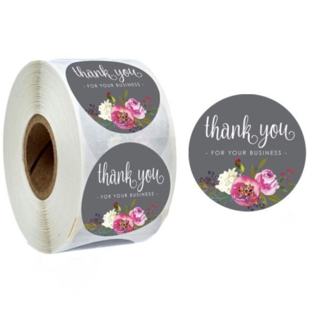 Stick Paper "Bouquet on gray. Gratitude" D = 2.5 cm 500 pcs in a roll 3x6.5x6.5 cm