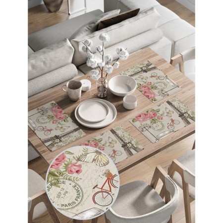 A set of napkins for setting the table “Romance of Paris”, rectangular, rounded edges, size 30x46 cm, 4 pcs-1