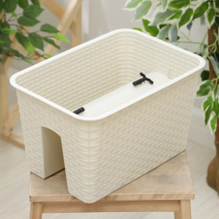 Kashpo on the railing "rattan", 12 l, beige color-1