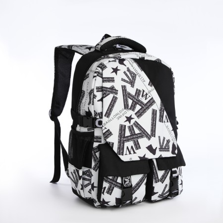 School backpack on lightning, 5 pockets, black/gray color-2