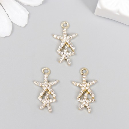 Decor for creativity metal, rhinestones "Two sea stars" 2x1.3 cm-2