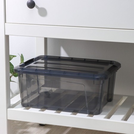 Storage container with a KIP lid, 11 l, 37.5 × 28.5 × 16 cm, black color is transparent-1
