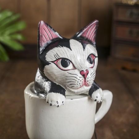 Souvenir tree "Cat in a white cup" 12x13x17 cm mix-4
