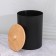 Set for the bathroom, 5 items: a bucket for garbage, a brush with a stand, soap dish, dispenser, glass, black color