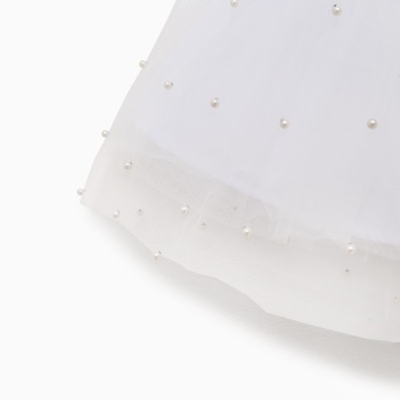 Children's dress with beads kaftan p. 32 (110-116 cm), white-12