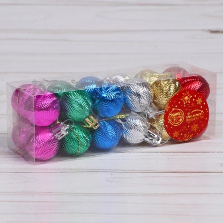 Set of balls plastic D-3 cm, 24 pcs "Winter Melody" Mix-1