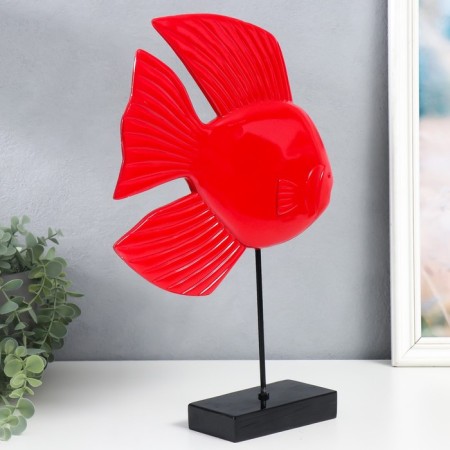 Souvenir Polystone "Fish on the stand" Red 6.8x29x38.5 cm-2