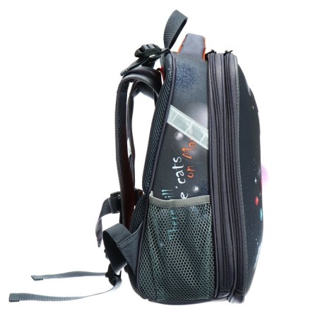 School backpack 38 x 30 x 16 cm, ergonomic back, Stavia "Martian cat", gray-3