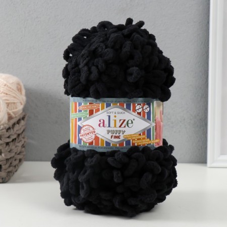 Yarn "Puffy Fine" 100% micropoliester 14.5m/100g (60 black)