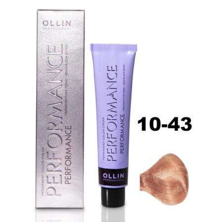 OLLIN PROFESSIONAL PERFORMANCE hair cream, tone 10/43 Light blond golden-medal, 60 ml