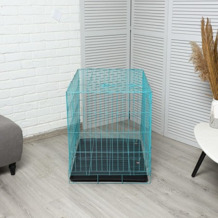 A cage with a hatch for dogs and cats, 85 x 60 x 70 cm, blue-4