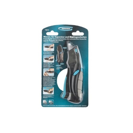 Repair and installation knife GROSS 78870, 170 mm, auto dumping, return of the blade, 5 blades-2