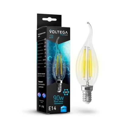VOLTEGA 7133, 9W lamp, 3.5x3.5x12 cm, E14, 860lm, 4000k, transparent color