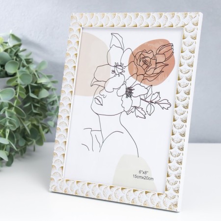 Photo frame plastic 15x20 cm "Phases of the Moon" White with gold 22.5x17.5 cm-1
