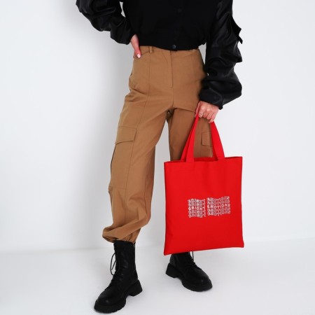 Shoper Bright Emotions, sparkles, without lightning, without lining, red color-6