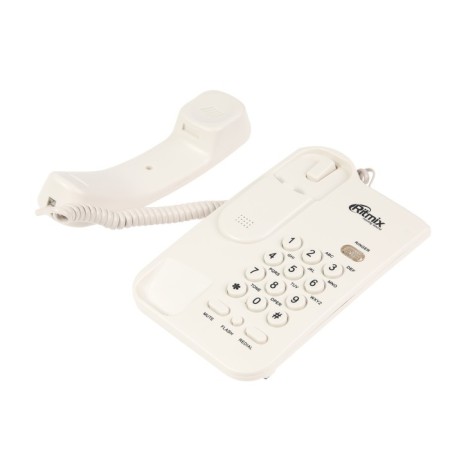 Wired phone Ritmix RT-311, repeat, disconnecting microphone, indication, white-1