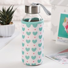 A glass bottle in a Vanilla cover, 300 ml, h = 17 cm, MIX drawing