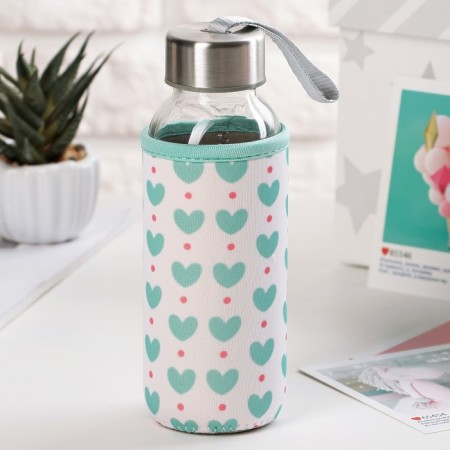 A glass bottle in a Vanilla cover, 300 ml, h = 17 cm, MIX drawing