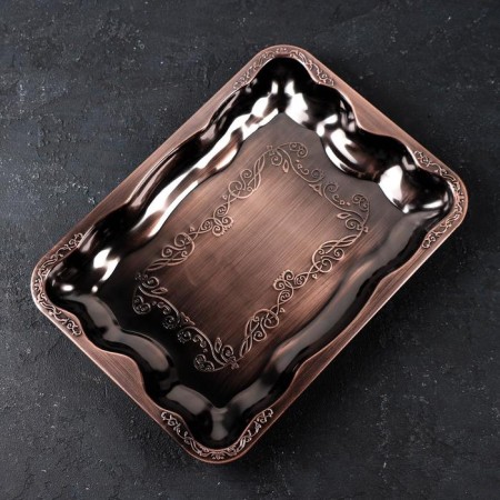 Stainless steel tray “Dark”, 37 × 26 × 4 cm, bronze color-1
