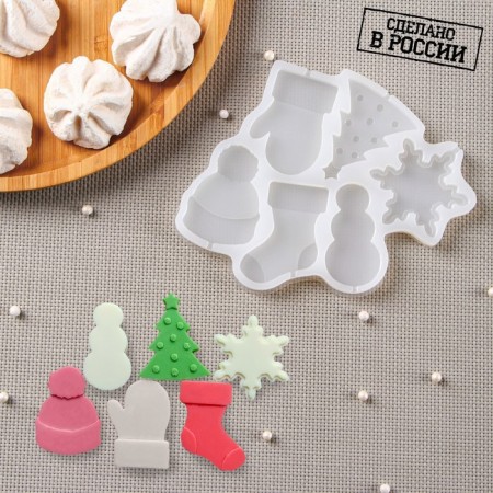 Silicone Mold for candy and chocolate "New Year's candies", 15 × 13 cm, the color is transparent