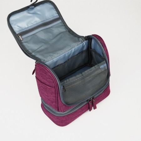 Cosmetic bag 2 parts on zippers, purple color-2