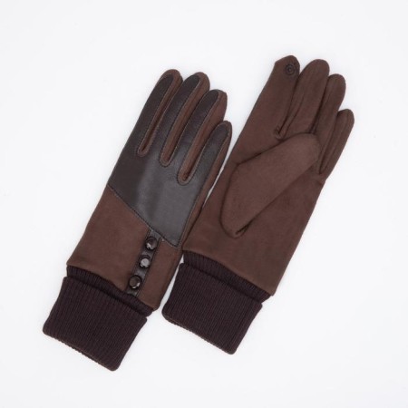 Gloves are female, dimensionless, without insulation, brown color