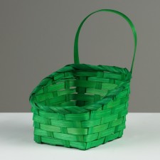Wicker basket, d14x13xh6.5x11x20 cm, green, bamboo
