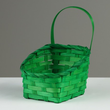 Wicker basket, d14x13xh6.5x11x20 cm, green, bamboo
