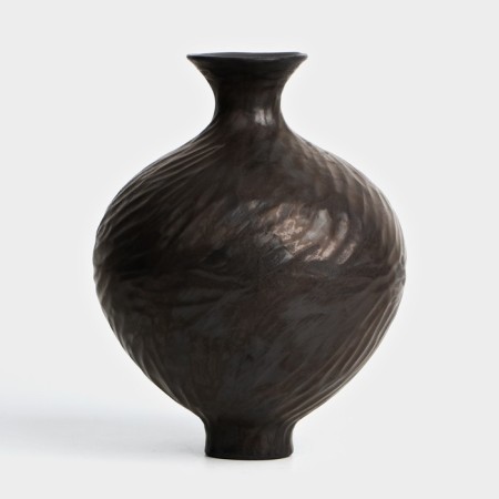 Vase for flowers decorative art color black 20 x 14 x 14 cm