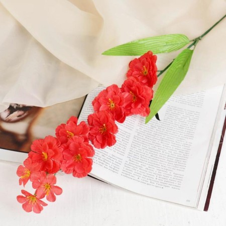 Flowers artificial "Sakura branch" d-5 cm 70 cm, red