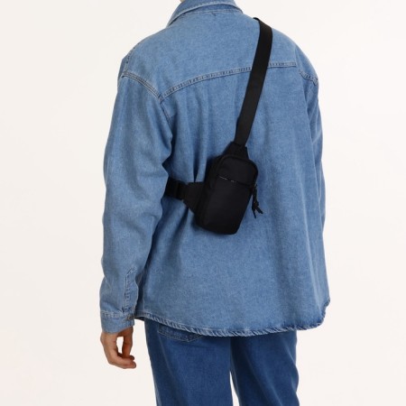 Slong bag from textiles, black color-6