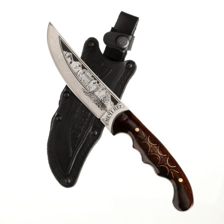 Caucasian knife, tourist "Pecheneg" with scabbard, steel - 40x13, varnished nut, 14 cm-2