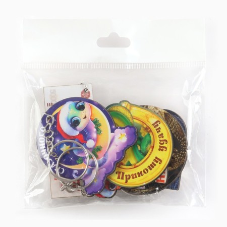 Wooden keychain "New Year", a mix of 6 pieces-3