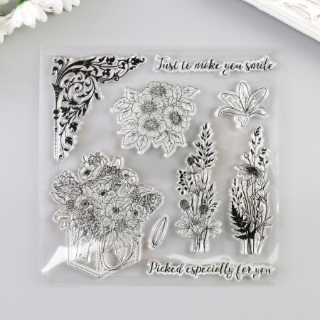 Stamp for creativity Silicon "Bouquets of wildflowers" 15x15 cm