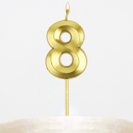 Candle figure for the cake "8", gold, 2.5 x 8 cm.-6