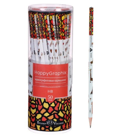 Pencil Chernographic 2 mm Happy Graphix "Giraffes", NV, three -sided
