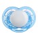 Nipple is an orthodhod dummy, with a cap, +12 months., Blue