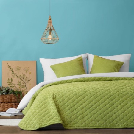 Bedspread with pillowcases "Tina", size 230x250 cm, green color