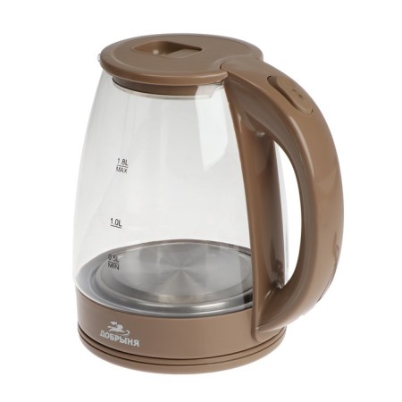 Electric Dobrynya kettle DO-1254B, glass, 1.8 l, 1800 watts, beige-1