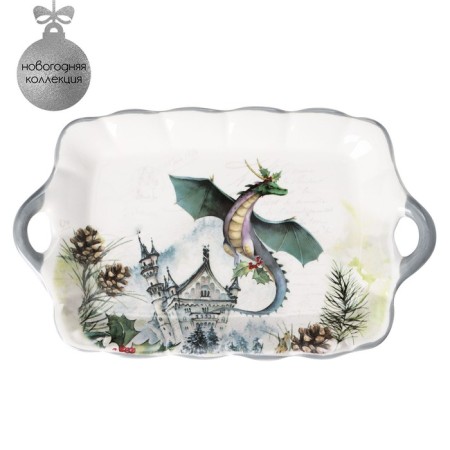 Serving share "Dracosha", 23 × 14 × 3 cm, white color