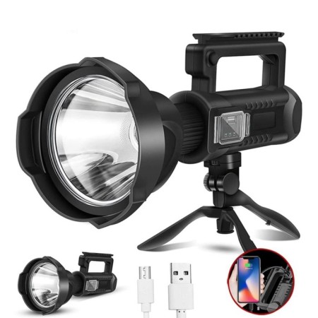 Flight battery flashlight, 40 watts, 8000 mAh, 1200 lm, P50, USB, 4 modes, 27 x 12 cm