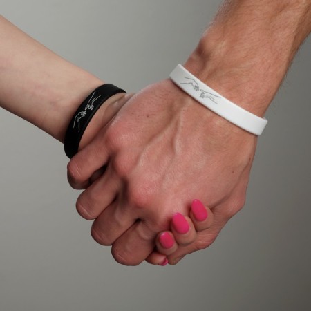 Silicone bracelets "Demetrons" Creation, Black and white color, 18.20 cm-1