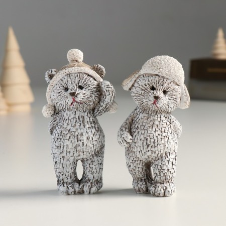 Souvenir Polystone "Bear in a head-header, stands" Gray mix 4.5x4x10.5 cm