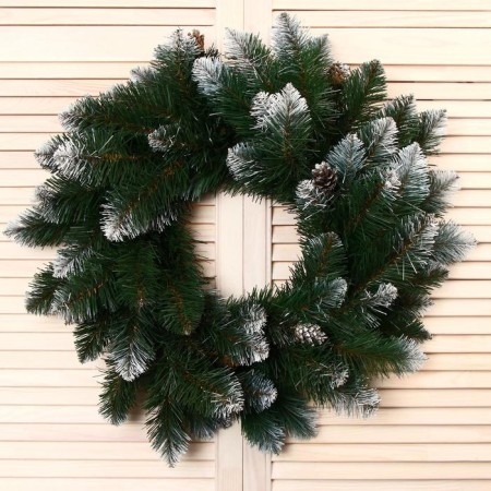 Wreath "Interior" snow -white (cones silver) 55 cm-1