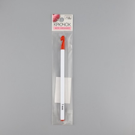 Knitting hook, d = 7 mm, 16 cm, white/red color-4
